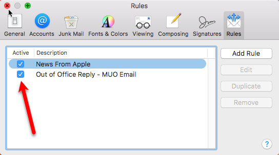 out of office on mac mail
