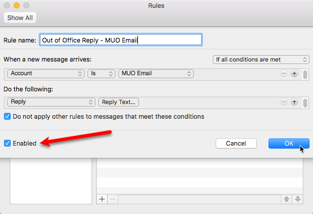 out of office email reply outlook