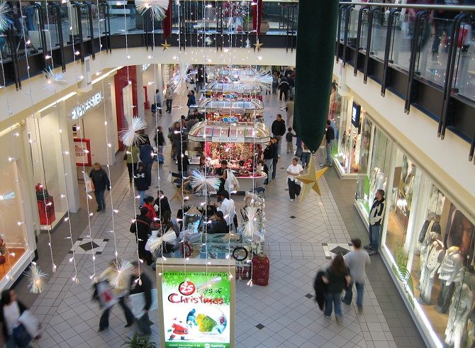 people shopping in a mall