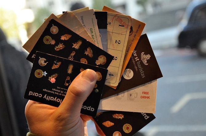 handful of used loyalty cards