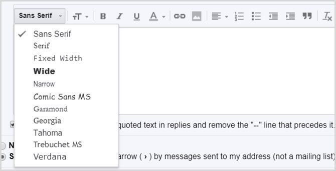 gmail text editor fonts