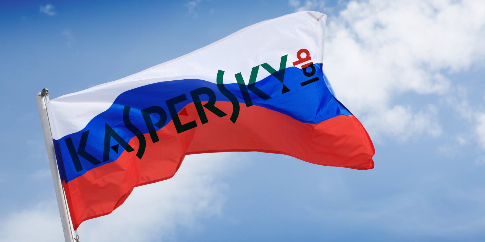 Russian flag with Kaspersky Labs logo superimposed