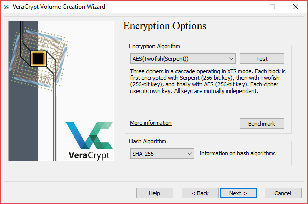 veracrypt volume creation wizard encryption algorithm