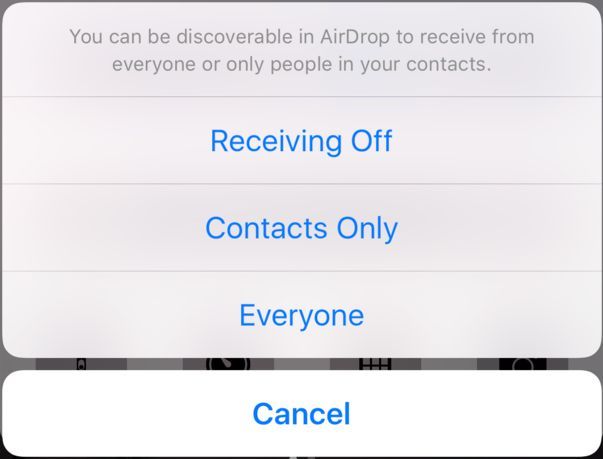 apple airdrop options off contacts only everyone