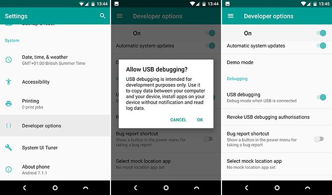 dev options android battery