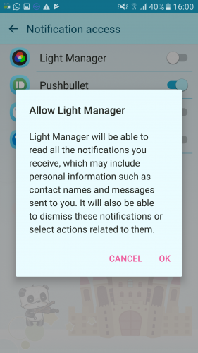 light manager permissions android led notifications