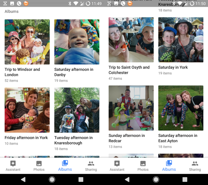 google photos on android albums