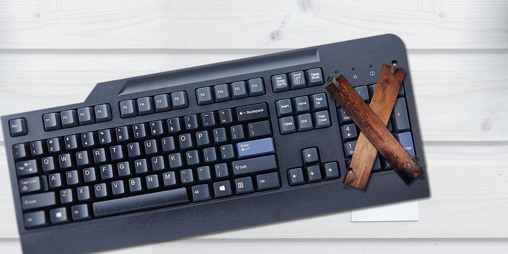 keyboard with wooden boards over the numpad