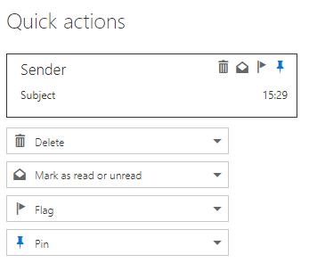 outlook.com feature quick actions