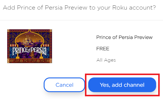 roku channels add private