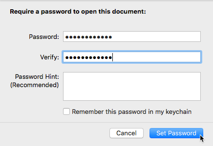 password protect files folder mac