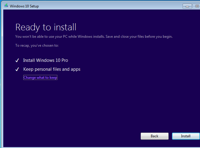 Windows 10 Ready to Install Media Tool