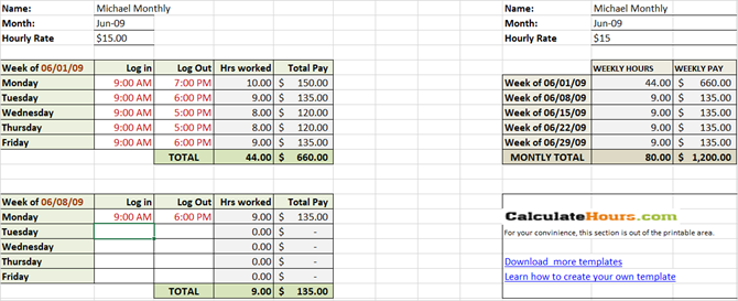 itemized labor hours spreadsheet