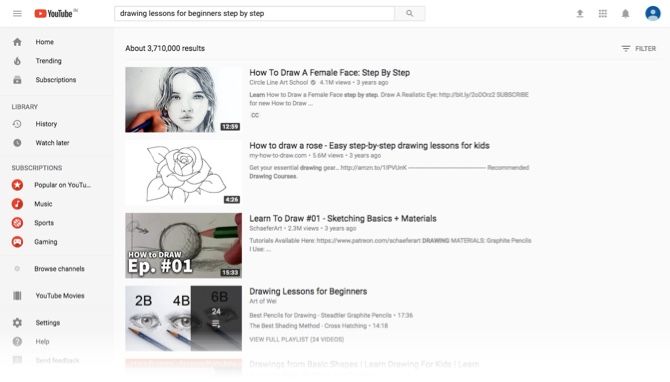 YouTube Drawing Lessons