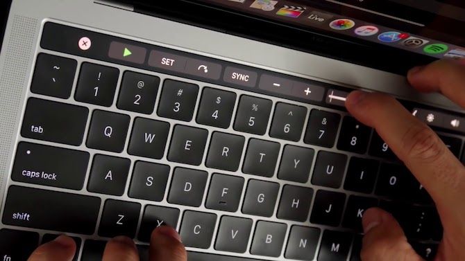 Close up of MacBook touch bar