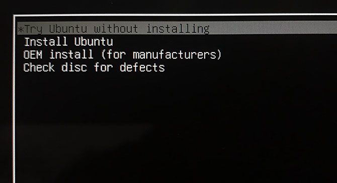 Linux boot menu