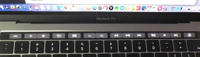 Close up of MacBook touch bar
