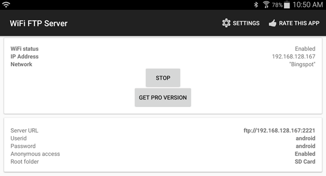 WiFi FTP Server Android