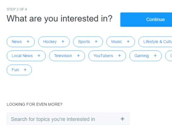 what is twitter signup interests