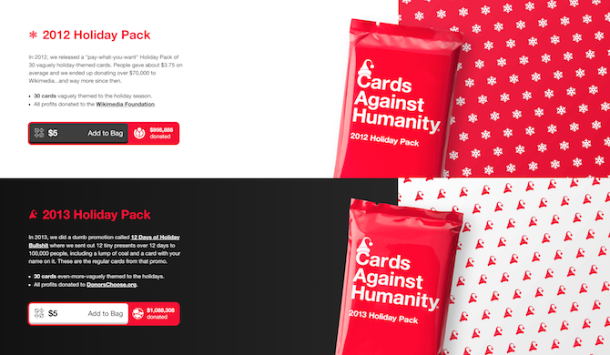 cards against humanity holiday packs