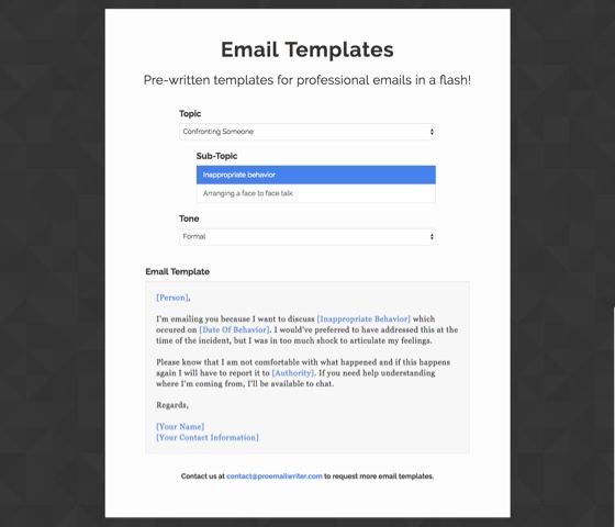 Pre-written Templates for Email