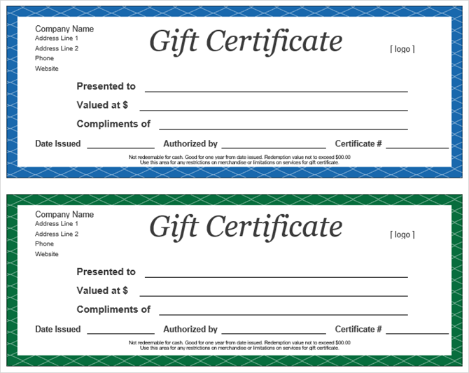 gift certificate templates microsoft office professional