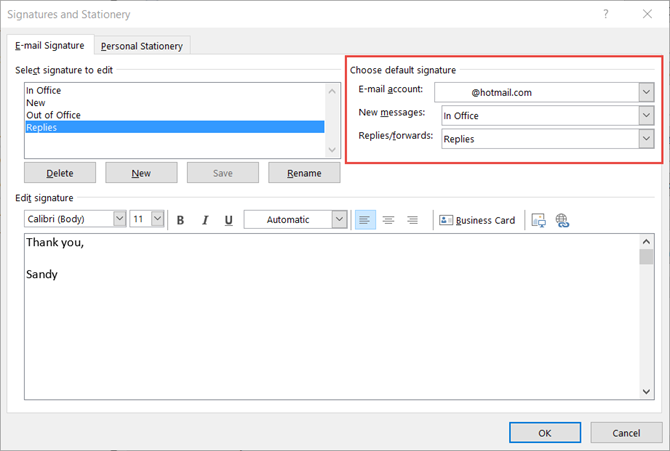 configure your outlook email signature