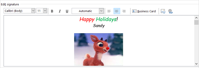 holiday outlook email signature