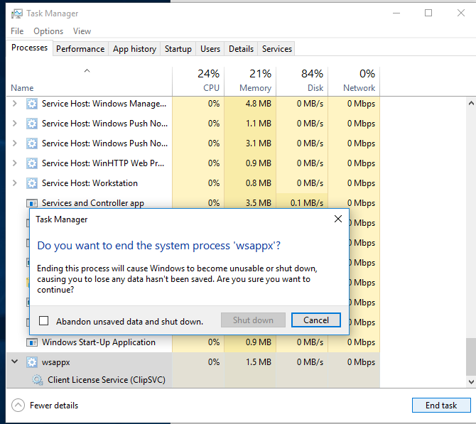 what is wsappx and why high cpu ram issues windows 10
