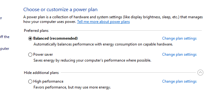 customize Windows power plan