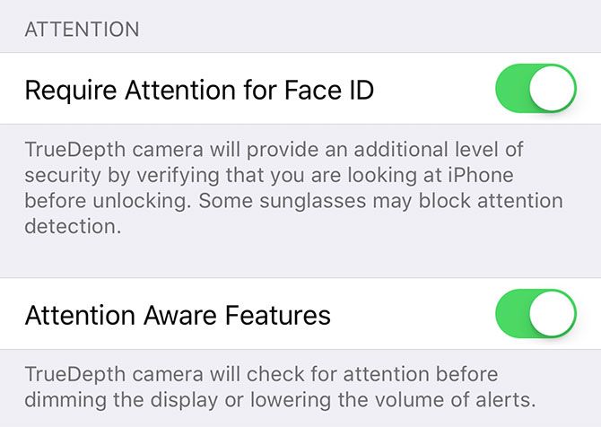 Facial recognition iPhone require attention