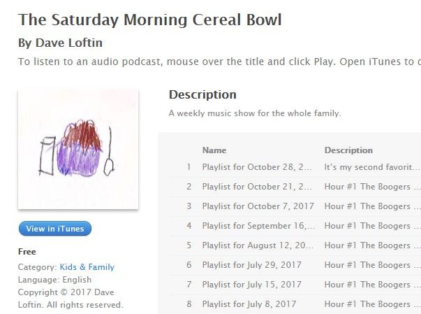 family friendly podcasts saturday morning cereal bowl