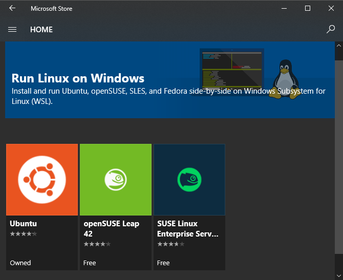 Windows 10 Install Linux from Store