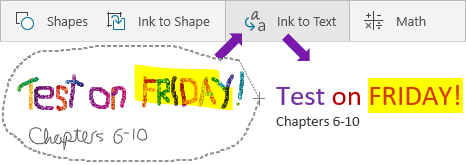 converting handwriting to text in onenote