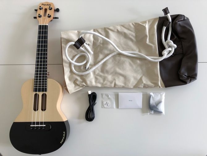 the complete populele kit with ukulele picks strings capo and case