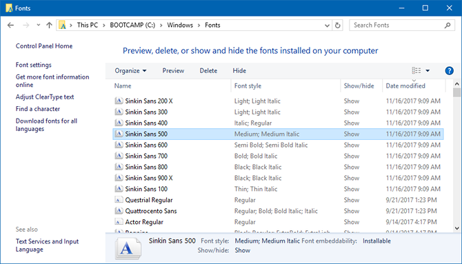 Windows 10 Fonts System Folder