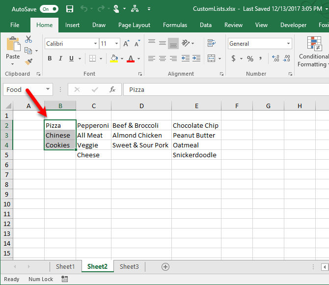 types of excel lists to ease data entry