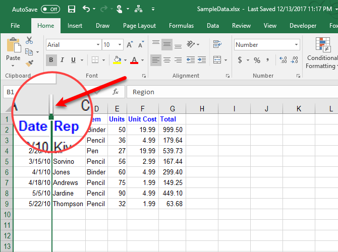 how to manage columns in excel