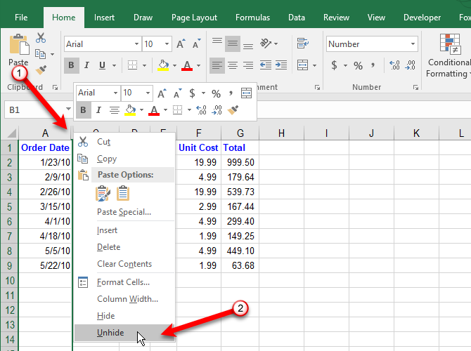 how to manage columns in excel