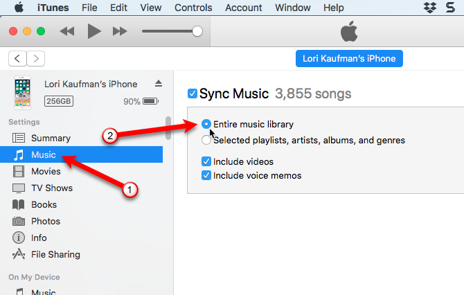 iTunes sync music library