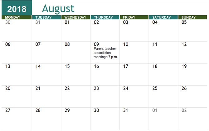 microsoft word 2010 calendar template