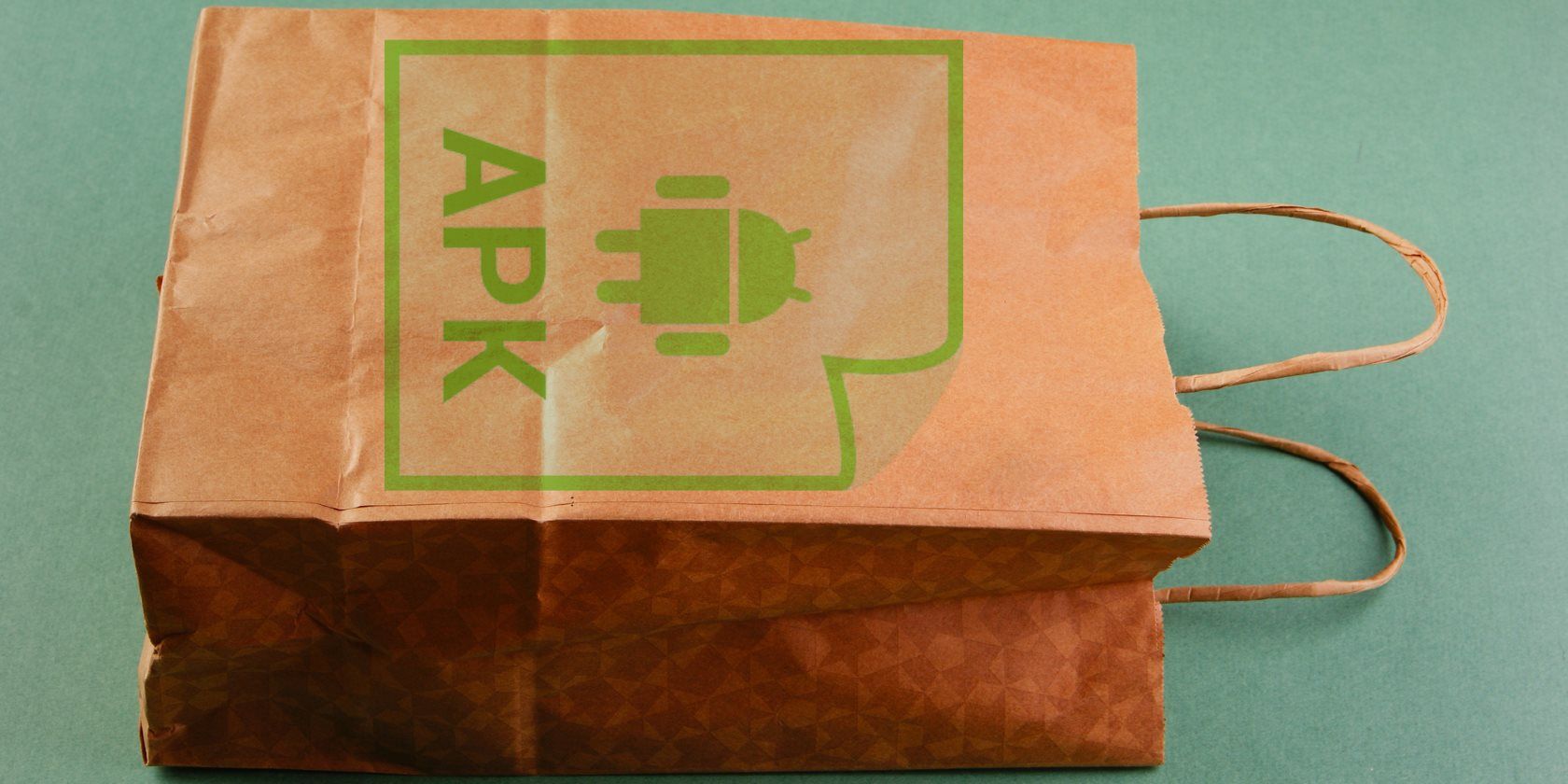 Paper bag with the Android logo and APK written on it