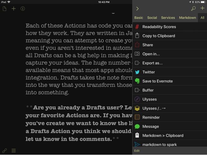 drafts iphone note-taking app