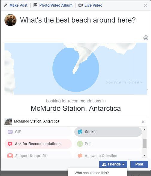 ask facebook friends for recommendations