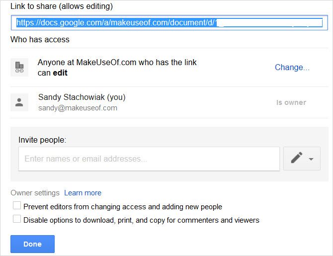 Google Docs for business document advanced sharing