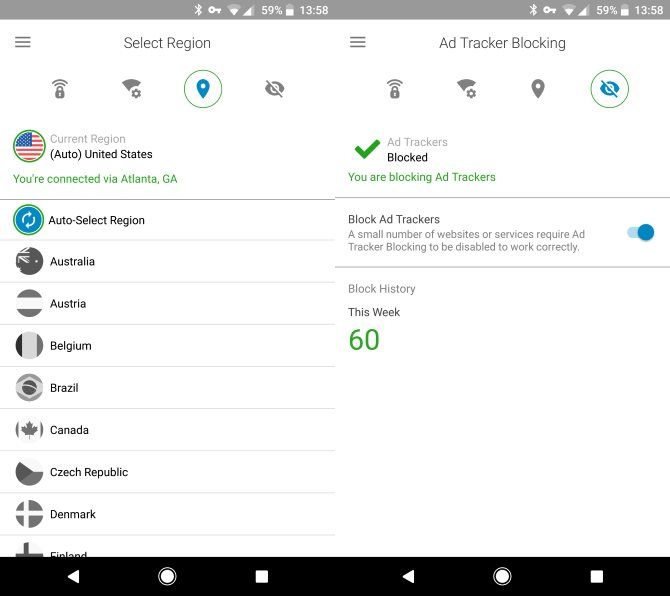 Norton WiFi Privacy on mobile - ad tracker blocking