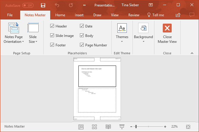 format powerpoint notes page