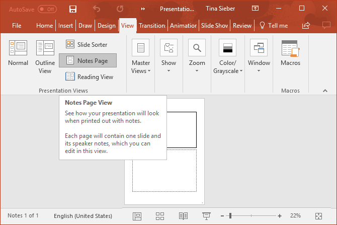 format powerpoint notes page