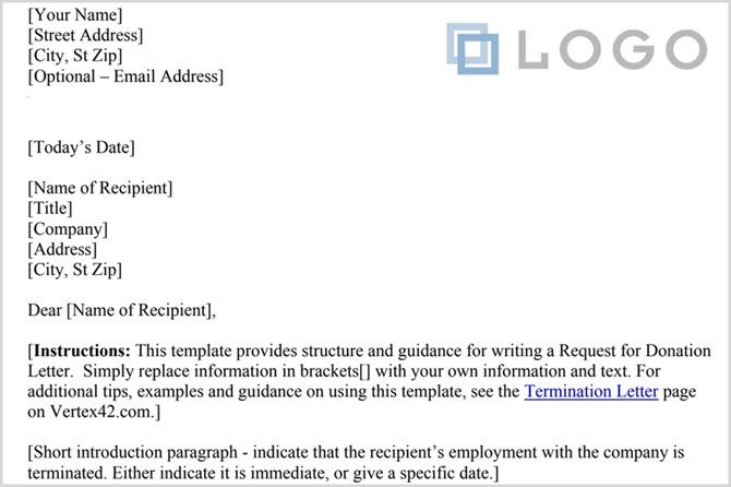 Google Docs termination letter template