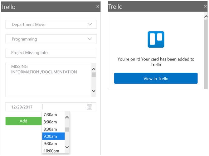 Trello Outlook Project Management Add-In